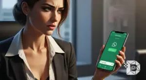 How to Delete WhatsApp Messages for Everyone After the Time Limit, digital art, cinematic lighting, high detail, Featuring an attractive woman (with emotions) in a stylish, low-collar office dress with bra, Google Discover friendly, authentic, natural, Likely human generated and optimized for high CTR on Google Discover, Text not add on photo