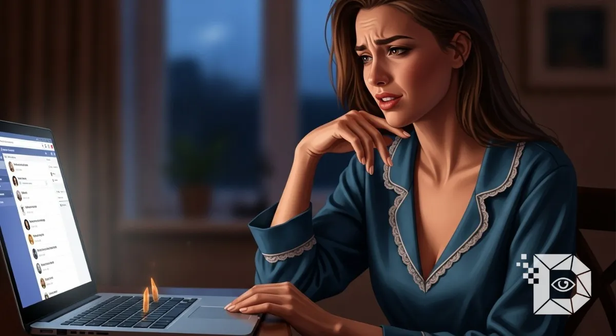 How to Hide Someone on Facebook Without Unfriending, digital art, cinematic lighting, high detail, Featuring an attractive woman (with emotions) in a stylish, low-collar night dress with bra, Google Discover friendly, authentic, natural, Likely human generated and optimized for high CTR on Google Discover, Text not add on photo